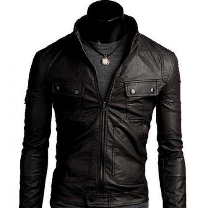Nicely Handmade Black Tinted Leather Jacket For..