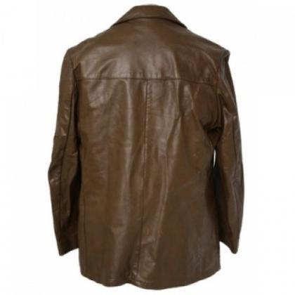 Slim Fitted Mens Blazer Brown Color Leather Coat..