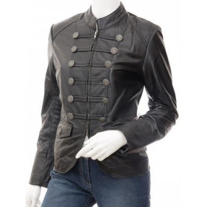Graceful Styled Black Colored Military Leather..