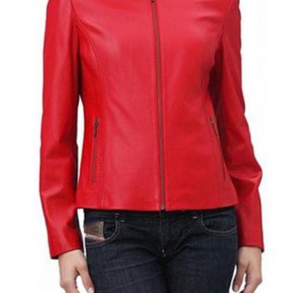 Women's Crop Cowskin Leather Jacket -..