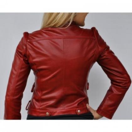 Ravishing Riva Red Style Red Biker Leather Jacket