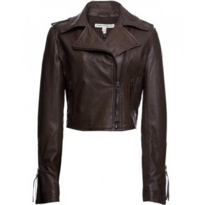 Edgy And Stylish Brown Biker Jacket Made From..