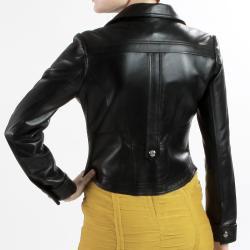 Handmade Exquisite Women Slim Black Leather Blazer