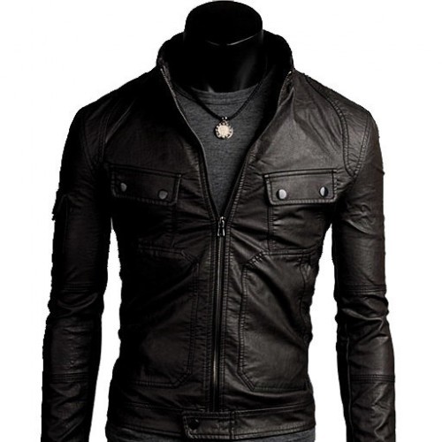 Nicely Handmade Black Tinted Leather Jacket For Men
