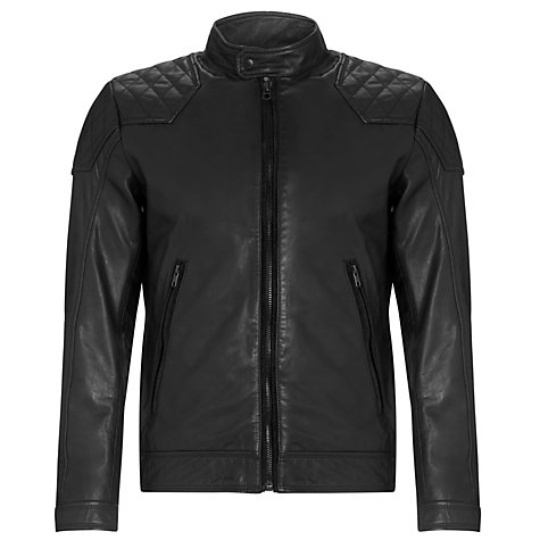 Men's Laleta Black Leather Motorcycle Biker Bomber Jacket - Genuine Leather