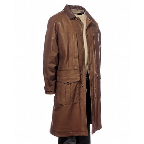 Exclusive Men’s Brown Tan Color Shade Leather Coat