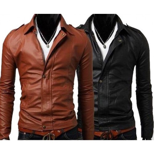 Splendid And Graceful Handmade Brwon Colored Leather Jacket For Men