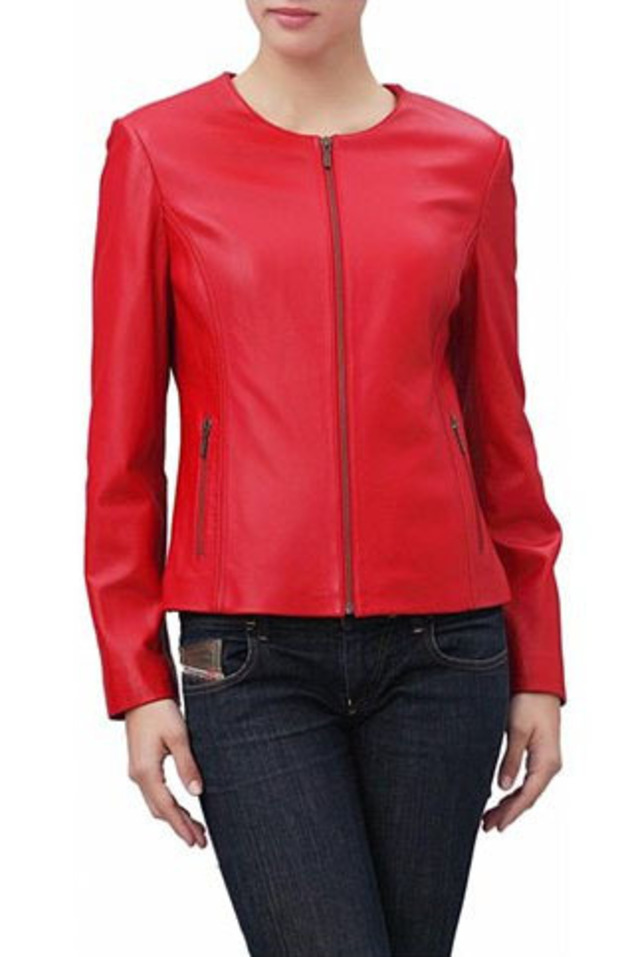 Women's Crop Cowskin Leather Jacket - Leather Jacket For Women