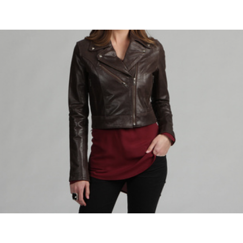 Premium Cowhide Brown Leather Jacket For Women
