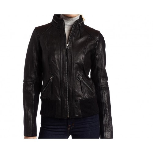 Hooded Style Handmade Leather Jacket For Women