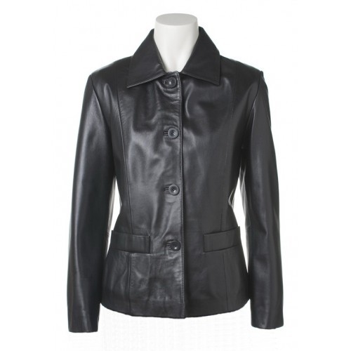 Glamorous Handmade And Black Colored Leather Jacket For Women