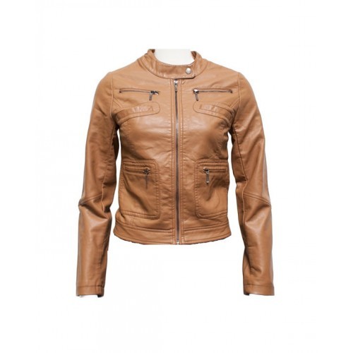 Fit And Trendy Handmade Tan Brown Shaded Leather Jacket For Women
