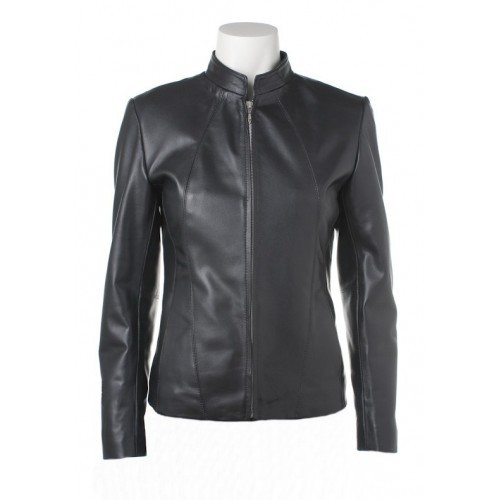 Classically Handmade Black Colored Leather Jacket For Women
