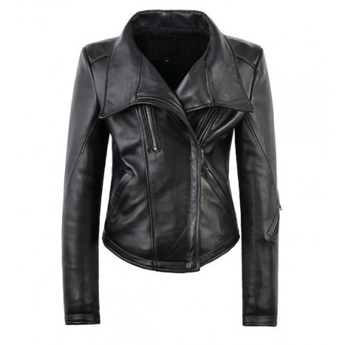 Outstanding Handmade Black Shaded Leather Jacket For Women