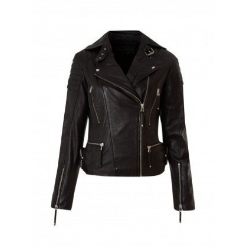 Decent And Charming Black Colored Leather Jacket For Women