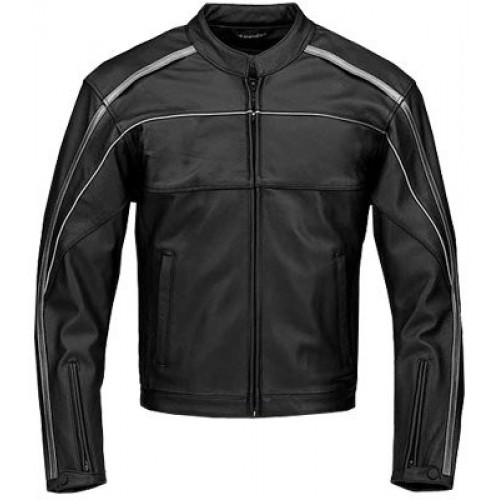 Men's Simple Style Biker Leather Jacket (black)