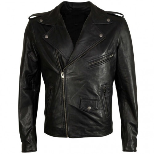 Dashing Handmade Black Colored Biker Leather Jacket For Men