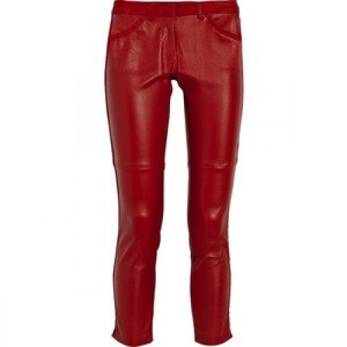 Modish And Trendy Red Colored Leather Pants For Women