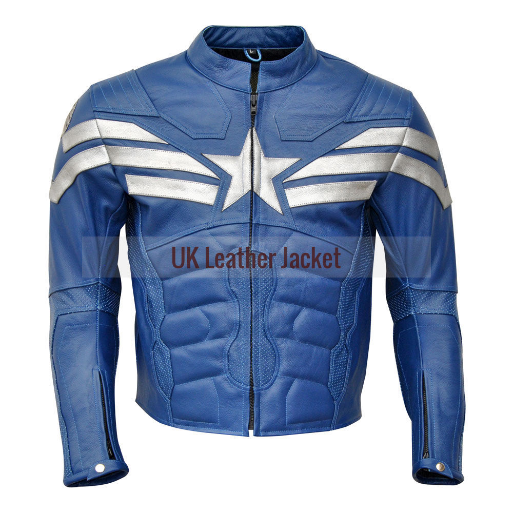 Captain America Costume Leather Jacket The Winter - Genuine Leather