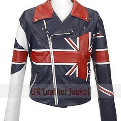 Mens Gents Union Jack Men's British Flag Biker Goatskin Real Leather ...